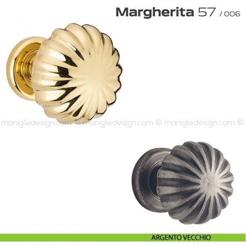 Pomolo per porta fisso 57 Margherita Reguitti diametro 75 mm con rosetta ad avvitare argento vecchio