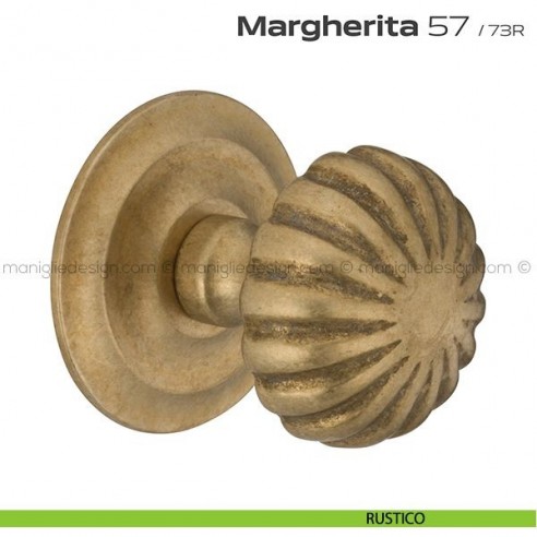 Pomolo per porta fisso 57 Margherita Reguitti diametro 60 mm con rosetta diametro 73 mm rustico