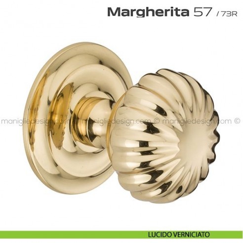 Pomolo per porta fisso 57 Margherita Reguitti diametro 60 mm con rosetta diametro 73 mm lucido verniciato