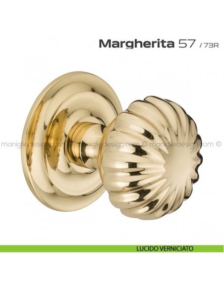 Pomolo per porta fisso 57 Margherita Reguitti diametro 60 mm con rosetta diametro 73 mm lucido verniciato