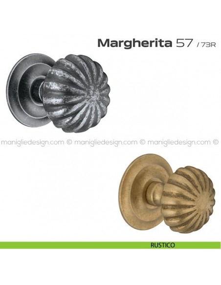 Pomolo per porta fisso 57 Margherita Reguitti diametro 75 mm con rosetta diametro 73 mm rustico