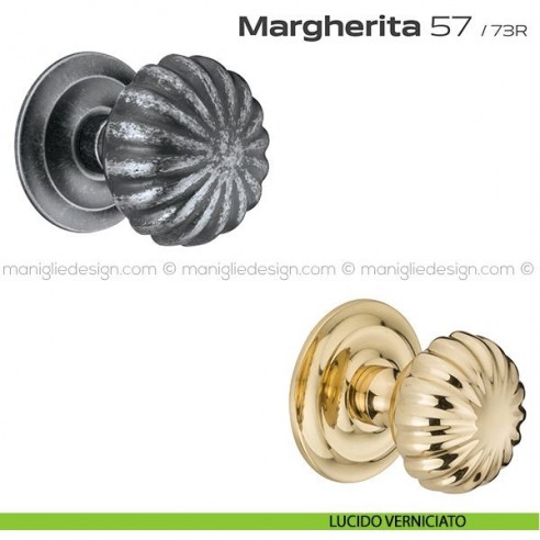 Pomolo per porta fisso 57 Margherita Reguitti diametro 75 mm con rosetta diametro 73 mm lucido verniciato