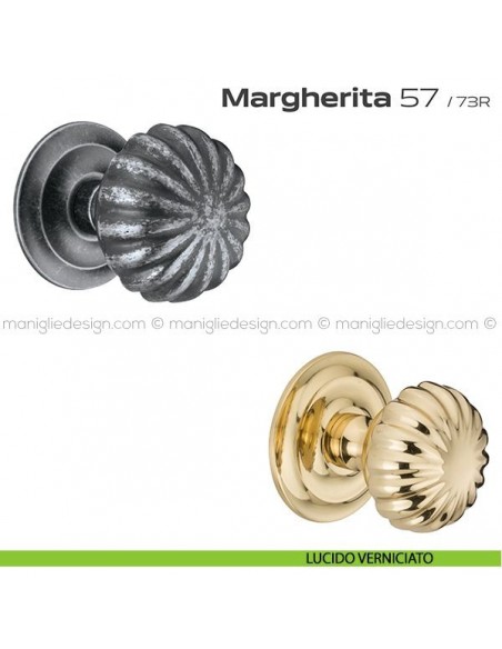 Pomolo per porta fisso 57 Margherita Reguitti diametro 75 mm con rosetta diametro 73 mm lucido verniciato