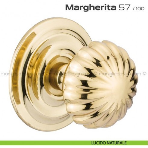 Pomolo per porta fisso 57 Margherita Reguitti diametro 75 mm con rosetta diametro 100 mm lucido naturale