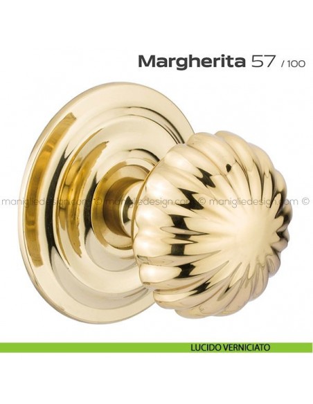 Pomolo per porta fisso 57 Margherita Reguitti diametro 75 mm con rosetta diametro 100 mm lucido verniciato