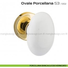 Pomolo per porta fisso 53 Ovale Porcellana Reguitti con rosetta tonda 2