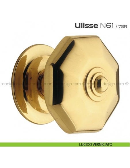 Pomolo per porta fisso N61 Ulisse Reguitti con rosetta diametro 73 mm lucido verniciato