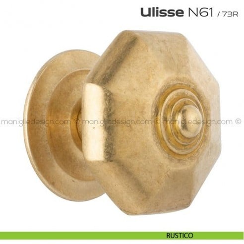 Pomolo per porta fisso N61 Ulisse Reguitti con rosetta diametro 73 mm rustico