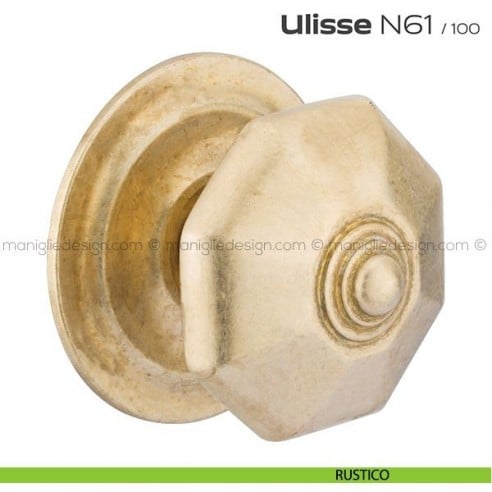 Pomolo per porta fisso N61 Ulisse Reguitti con rosetta diametro 100 mm rustico