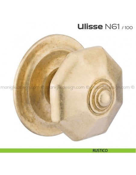Pomolo per porta fisso N61 Ulisse Reguitti con rosetta diametro 100 mm rustico