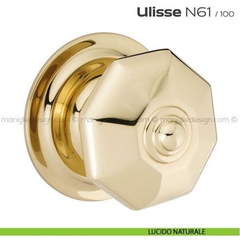 Pomolo per porta fisso N61 Ulisse Reguitti con rosetta diametro 100 mm lucido naturale