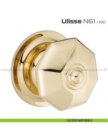 Pomolo per porta fisso N61 Ulisse Reguitti con rosetta diametro 100 mm lucido naturale