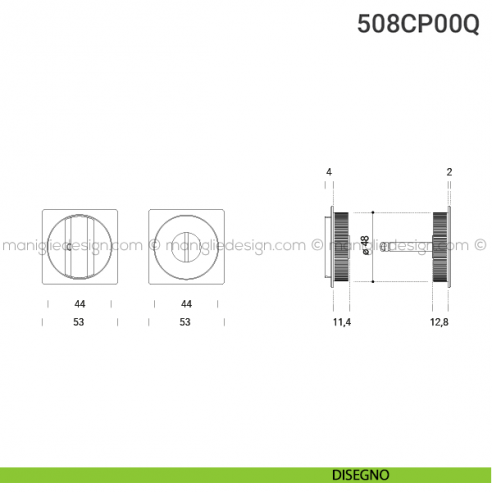 Placche incasso quadrate con nottolino 508 Reguitti disegno