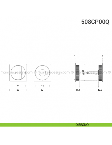 Placche incasso quadrate con nottolino 508 Reguitti disegno