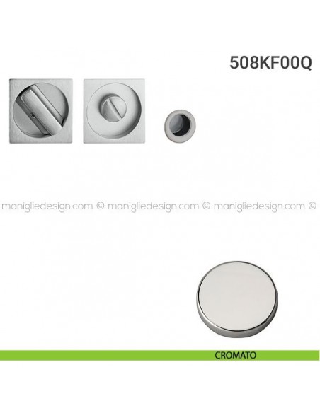 Kit placche incasso quadrate con nottolino 508 Reguitti con frontalino di trascinamento cromato