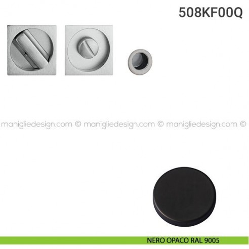 Kit placche incasso quadrate con nottolino 508 Reguitti con frontalino di trascinamento nero opaco RAL 9005