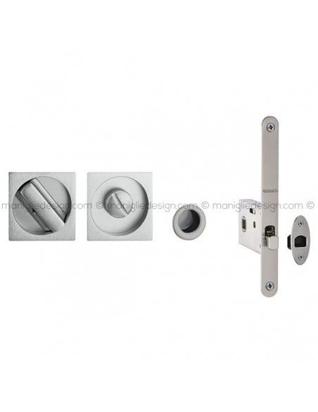 Kit placche incasso quadrate con nottolino 508 Reguitti con frontalino di trascinamento e serratura 026SR