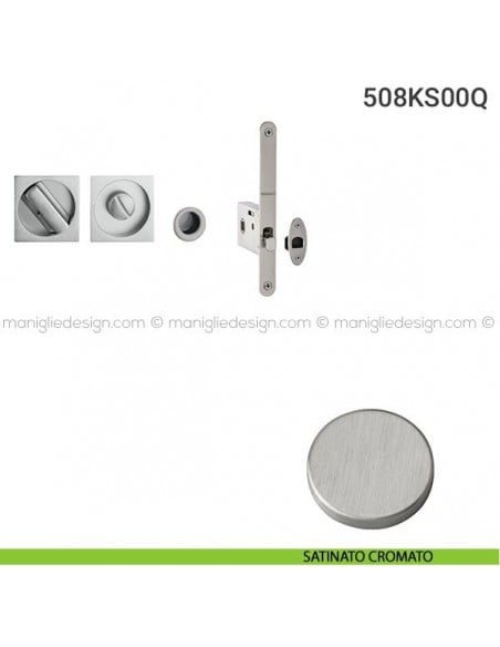 Kit placche incasso quadrate con nottolino 508 Reguitti con frontalino di trascinamento e serratura 026SR satinato cromato