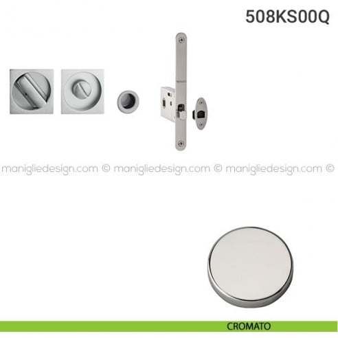 Kit placche incasso quadrate con nottolino 508 Reguitti con frontalino di trascinamento e serratura 026SR cromato