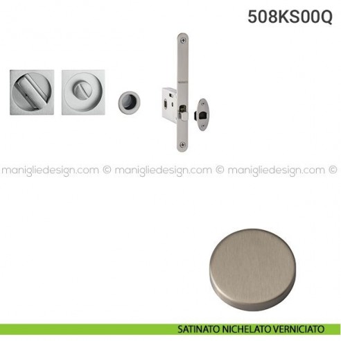 Kit placche incasso quadrate con nottolino 508 Reguitti con frontalino di trascinamento e serratura 026SR satinato nichelato