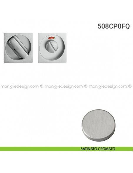 Placche incasso quadrate con nottolino 508 Reguitti con libero/occupato satinato cromato