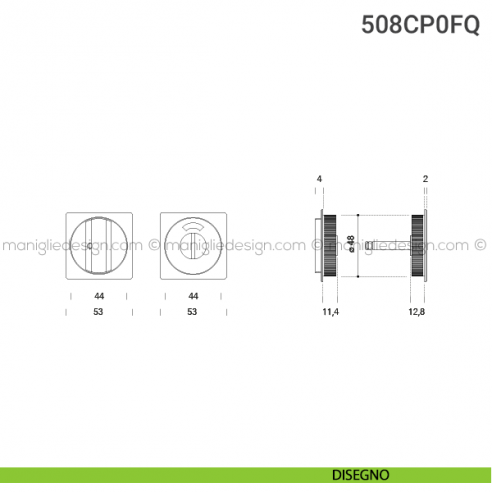 Placche incasso quadrate con nottolino 508 Reguitti con libero/occupato disegno