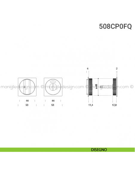 Placche incasso quadrate con nottolino 508 Reguitti con libero/occupato disegno