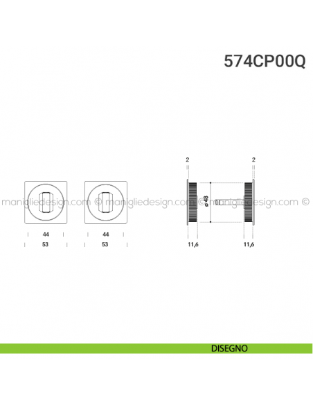 Placche incasso quadrate con doppio nottolino 574 Reguitti disegno