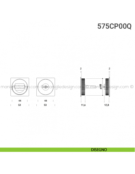 Placche incasso quadrate con nottolino ad anello 575 Reguitti disegno