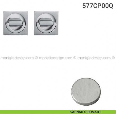Placche incasso quadrate con doppio nottolino ad anello 577 Reguitti satinato cromato