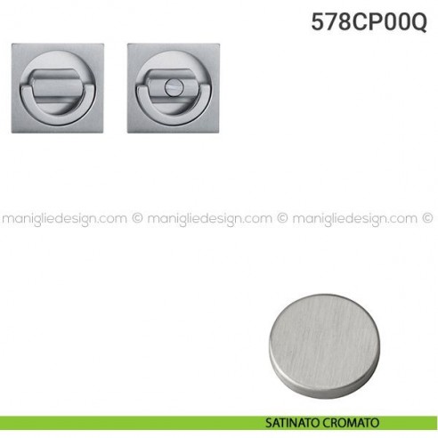 Placche incasso quadrate con nottolino ad anello e folle 578 Reguitti satinato cromato