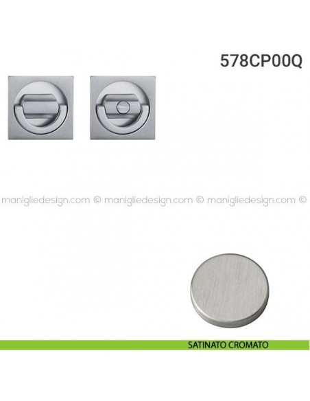 Placche incasso quadrate con nottolino ad anello e folle 578 Reguitti satinato cromato