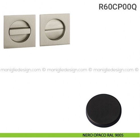 Placche incasso quadrate con nottolino R60 Reguitti nero opaco RAL 9005