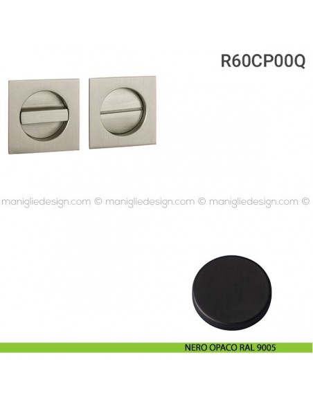 Placche incasso quadrate con nottolino R60 Reguitti nero opaco RAL 9005