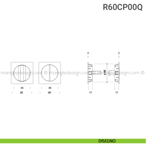 Placche incasso quadrate con nottolino R60 Reguitti disegno