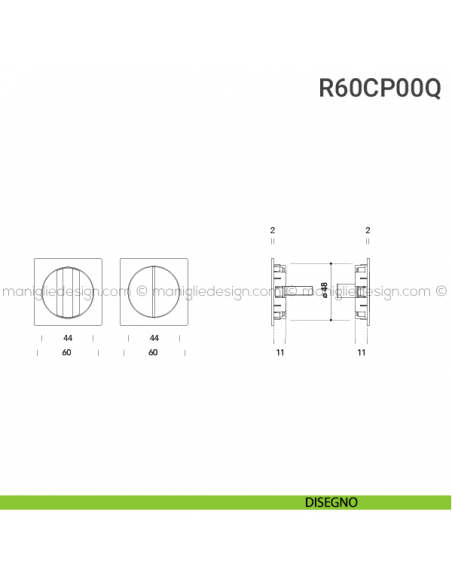 Placche incasso quadrate con nottolino R60 Reguitti disegno
