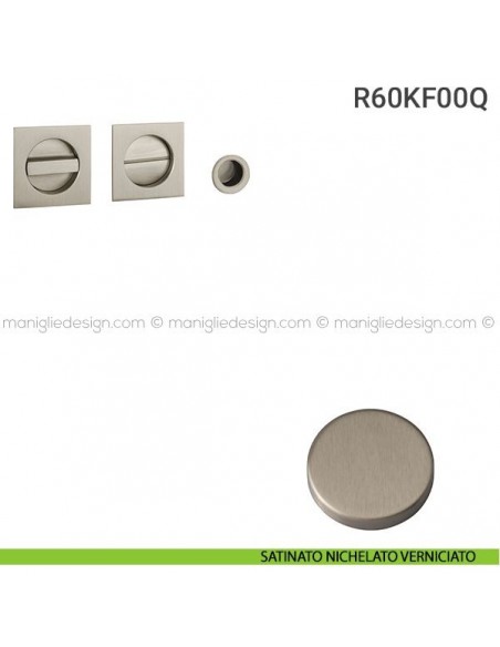 Kit placche incasso quadrate con nottolino R60 Reguitti con frontalino di trascinamento satinato nichelato verniciato