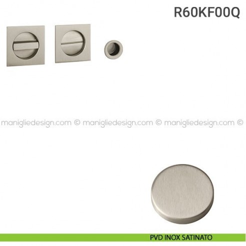 Kit placche incasso quadrate con nottolino R60 Reguitti con frontalino di trascinamento PVD inox satinato