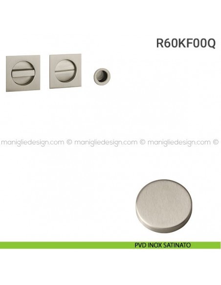 Kit placche incasso quadrate con nottolino R60 Reguitti con frontalino di trascinamento PVD inox satinato