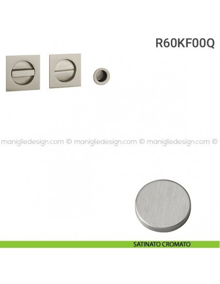 Kit placche incasso quadrate con nottolino R60 Reguitti con frontalino di trascinamento satinato cromato