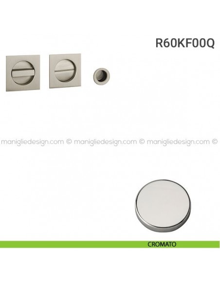 Kit placche incasso quadrate con nottolino R60 Reguitti con frontalino di trascinamento cromato