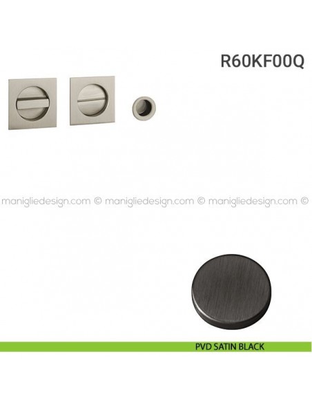 Kit placche incasso quadrate con nottolino R60 Reguitti con frontalino di trascinamento PVD satin black