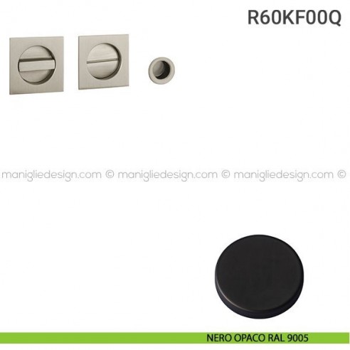 Kit placche incasso quadrate con nottolino R60 Reguitti con frontalino di trascinamento nero opaco RAL 9005