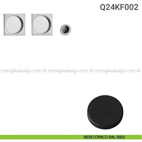 Kit placche incasso quadrate cieche Q24 Reguitti con frontalino di trascinamento nero opaco RAL 9005