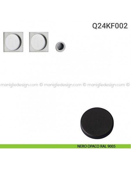 Kit placche incasso quadrate cieche Q24 Reguitti con frontalino di trascinamento nero opaco RAL 9005