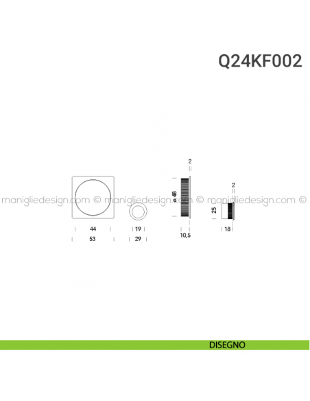 Kit placche incasso quadrate cieche Q24 Reguitti con frontalino di trascinamento disegno