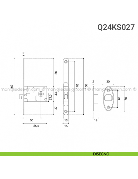 Kit per porta scorrevole Q24KS027 disegno