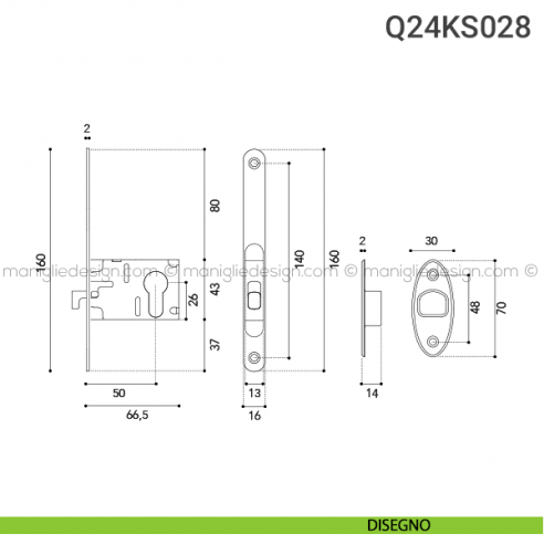 Kit per porta scorrevole Q24KS028 disegno