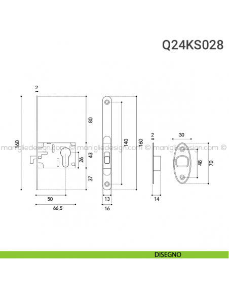 Kit per porta scorrevole Q24KS028 disegno