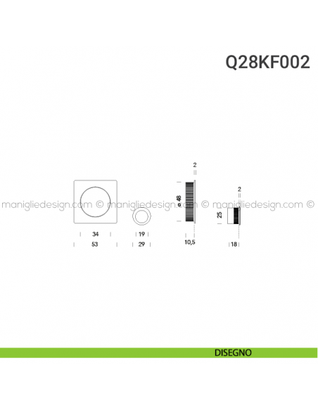 Kit placche incasso quadrate cieche Q28 Reguitti con frontalino di trascinamento disegno